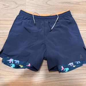 Chubbies Navy Athletic Shorts with Multicolor Accents